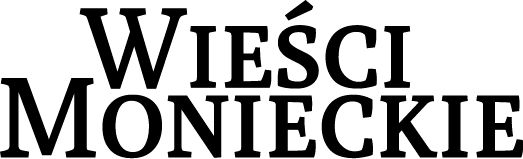 Czarny napis z treścią Wieści Monieckie